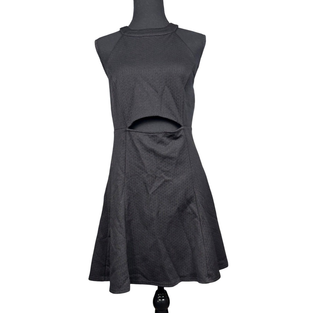 Y2K G by Guess Black Textured Cutout Fit Flare Mini Dress Size Medium